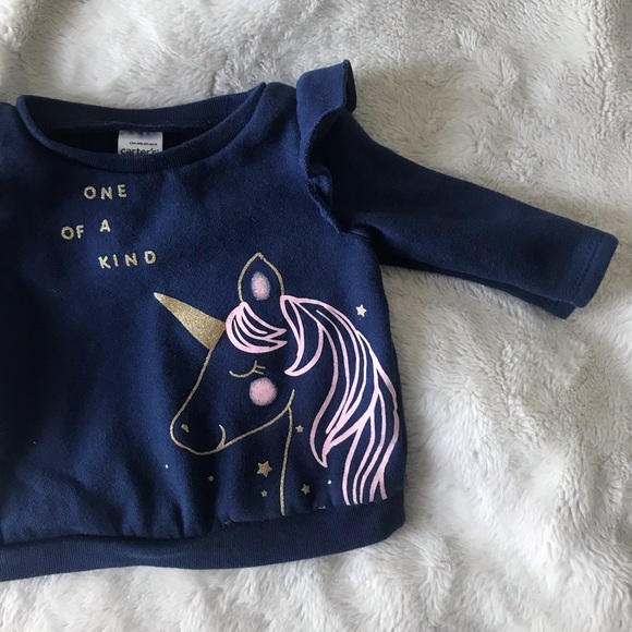 Carter’s Unicorn Sweater Navy Blue Crewneck 3months - Picture 3 of 7
